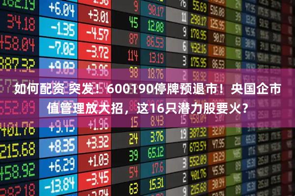 如何配资 突发！600190停牌预退市！央国企市值管理放大招，这16只潜力股要火？